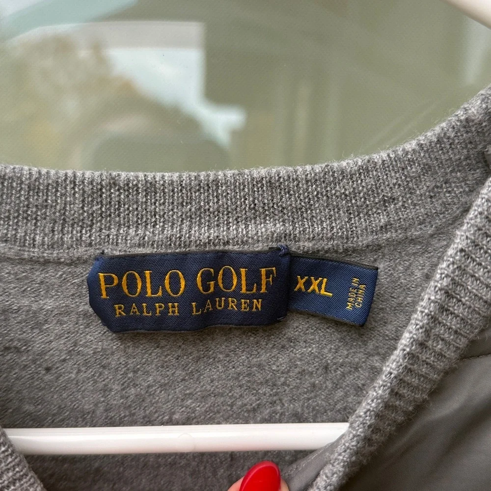 Polo Golf Ralph Lauren Men's XXL Paneled Merino Wool Sweater in Heather Gray